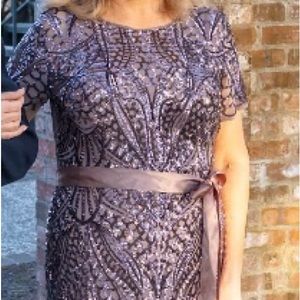 Gorgeous Mocha sequined full length gown